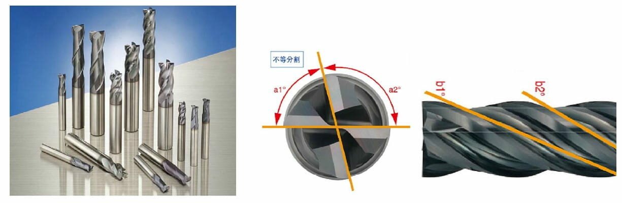 不等リード不等ピッチ超硬エンドミル